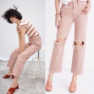 Madewell x Where I Was From Blush Pink Broken Knee Straight Leg Jeans 25 Wide